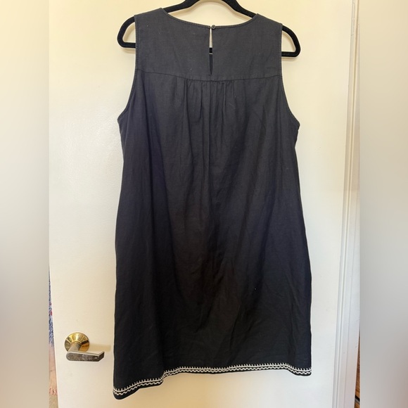J. Crew Black Linen Blend Sleeveless Mini Dress with White Embroidery in XL - Picture 9 of 9